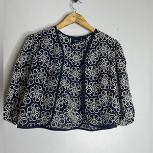 Maeve One Size Navy Blue Embroidered Shrug‎ Cardigan CP